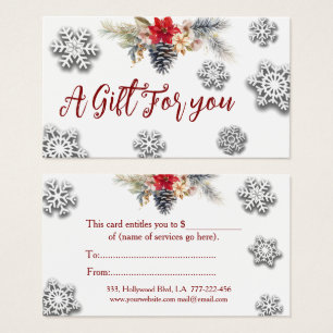 Christmas/holiday botanical gift certificate
