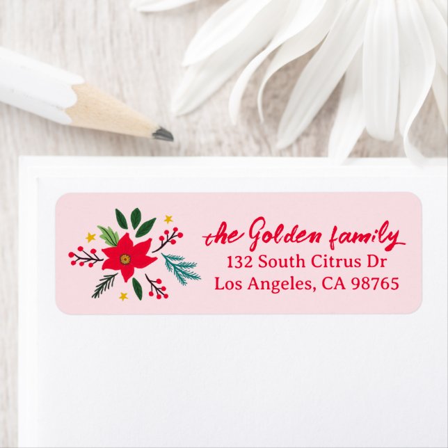 Christmas Holiday Botanicals Poinsettia CUSTOM Label (Insitu)