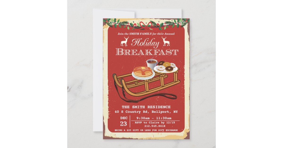 Christmas Holiday Breakfast Invitation | Zazzle