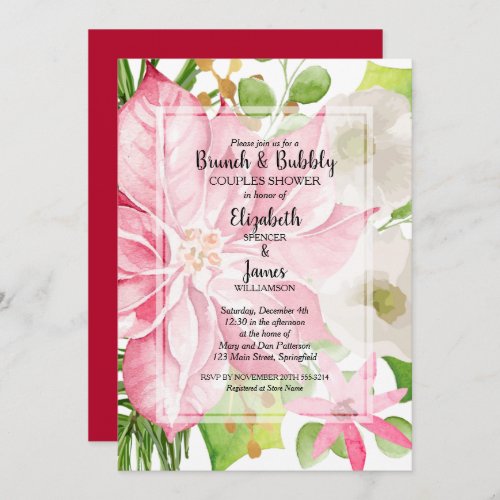 Christmas Holiday Brunch and Bubbly Couples Shower Invitation