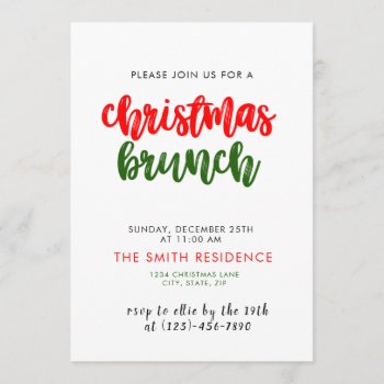 Christmas Holiday Brunch Invitation Card by SunflowerDesigns at Zazzle