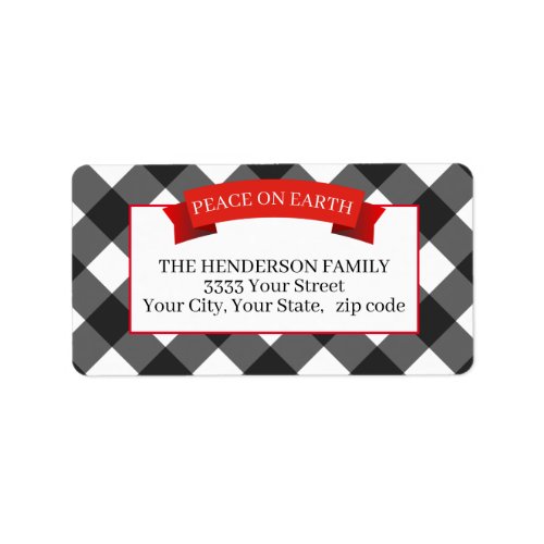 Christmas Holiday Buffalo Plaid Return Address Label