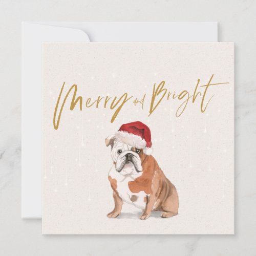 Christmas Holiday Bull Dog Merry Bright Greeting