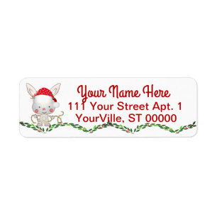 Christmas Holiday Bunny Label