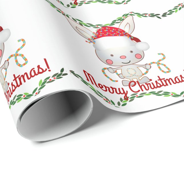 Christmas Holiday Bunny Wrapping Paper (Roll Corner)