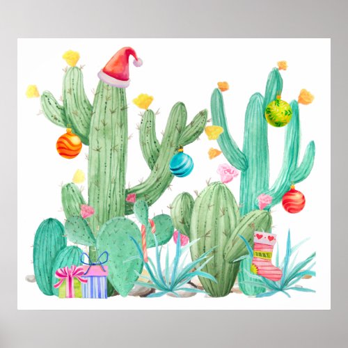 Christmas Holiday Cactus Desert Southwest Print