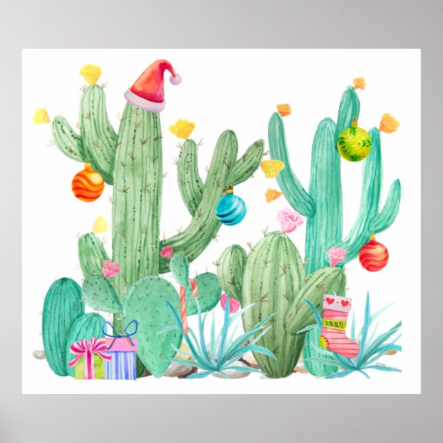 Christmas Holiday Cactus Desert Southwest Print (Front)