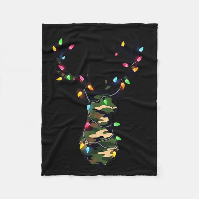 Christmas Holiday Camo Deer Hunting Reindeer Xmas  Fleece Blanket (Front)