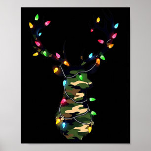 Christmas Holiday Camo Deer Hunting Reindeer Xmas Poster