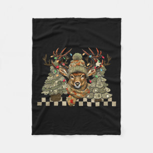Christmas Holiday Camo Hunting Reindeer Deer Xmas Fleece Blanket