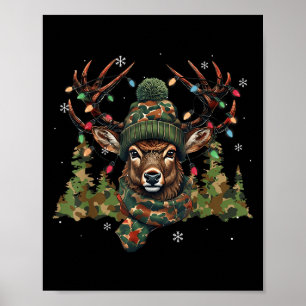 Christmas Holiday Camo Hunting Reindeer Deer Xmas Poster