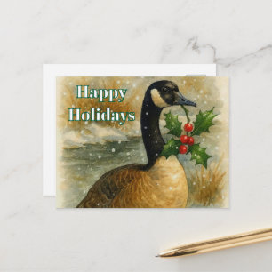 Christmas Holiday Canadian Goose Postcard