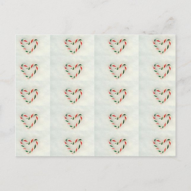 Christmas Holiday Candy Cane Heart On Real Snow Postcard (Front)