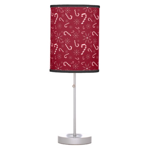 Christmas Holiday Candy Cane Snowflakes Red White Table Lamp