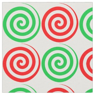 Christmas Holiday Candy Spiral Swirls Red Green Fabric