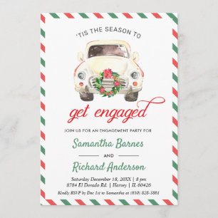 Christmas Holiday Car Travel Engagement Wedding Invitation