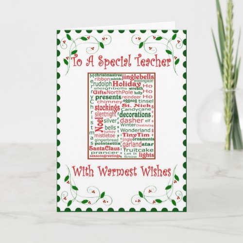 Christmas Holiday Card for Teacher