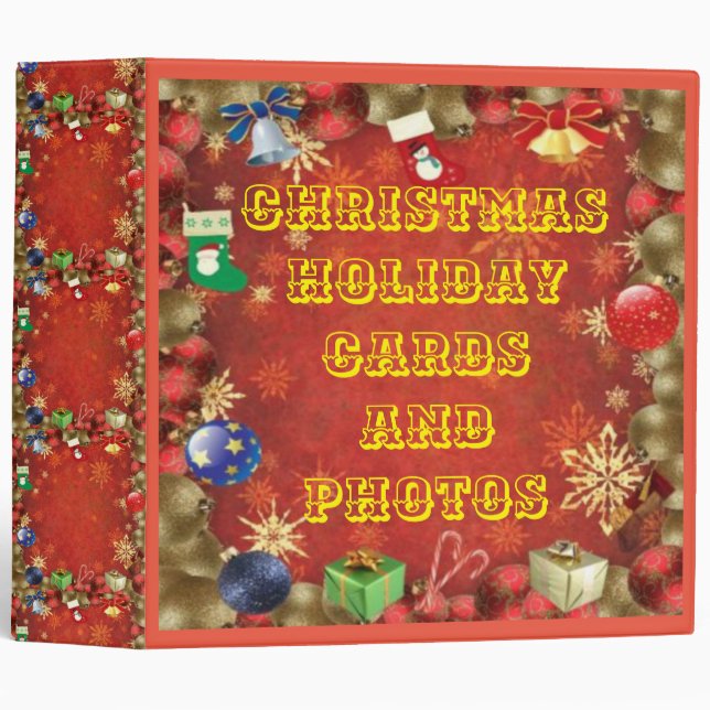 Christmas Holiday Cards Photos keepsake album 3 Ring Binder (Front/Spine)