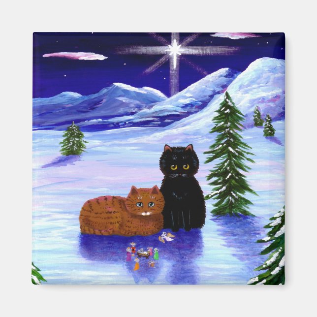 Christmas Holiday Cat Mouse Christian Magnet (Front)