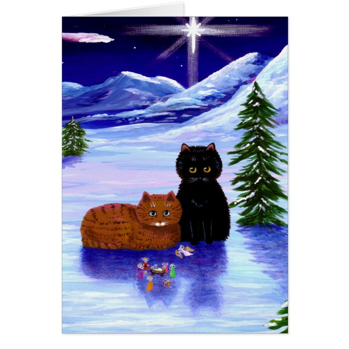 Christmas Holiday Cat Mouse Christian Religious Greeting Cards