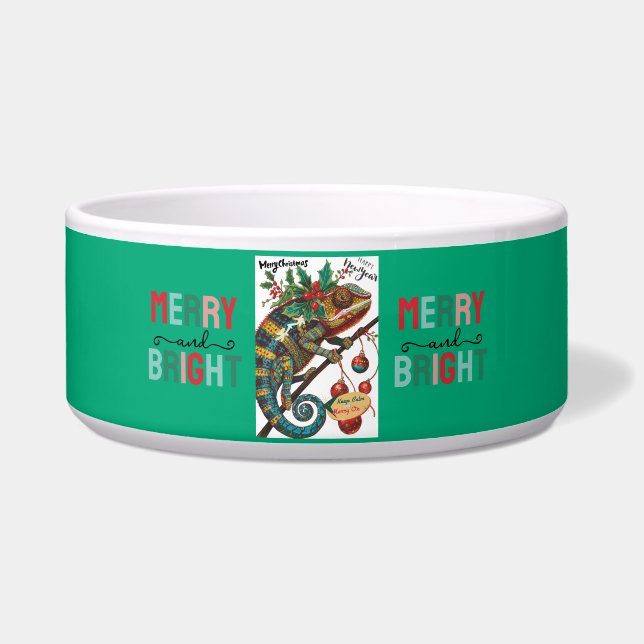 Christmas Holiday Chameleon Bowl (Front)