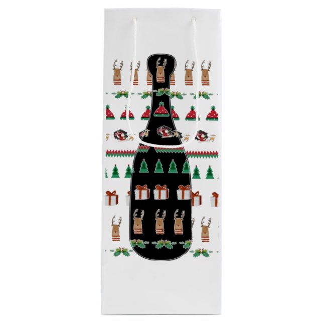 Christmas Holiday Champagne Bottle Wine Gift Bag (Front)