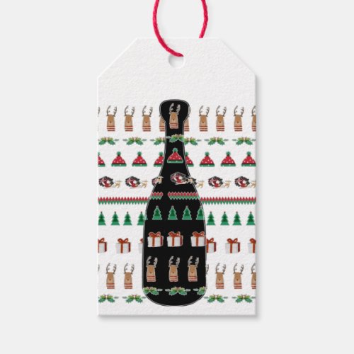 Christmas Holiday Champagne Bottle Wine Gift Tags