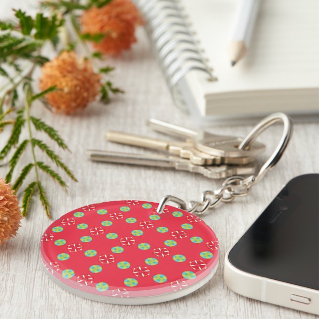 Christmas Holiday Charm Pattern 03 -  Keychain (Front Right)