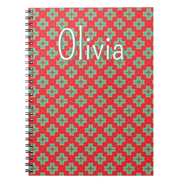Christmas Holiday Charm Pattern - Personalized Notebook (Front)