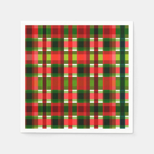 Christmas Holiday Checkered Squares Buffalo Plaid Napkins (Front)