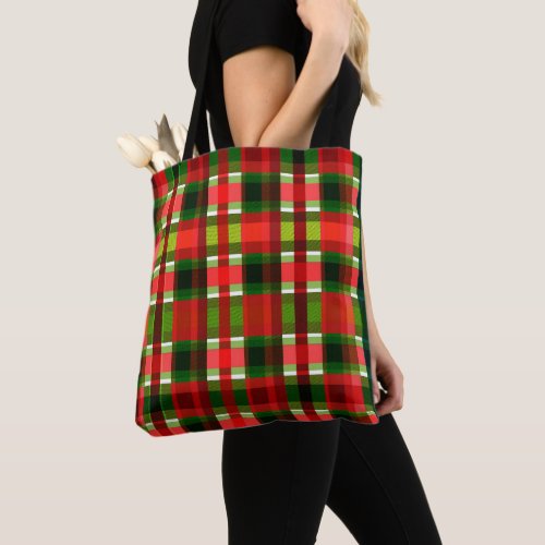 Christmas Holiday Checkered Squares Buffalo Plaid Tote Bag