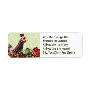 Christmas Holiday Chicken in Santa Hat Label