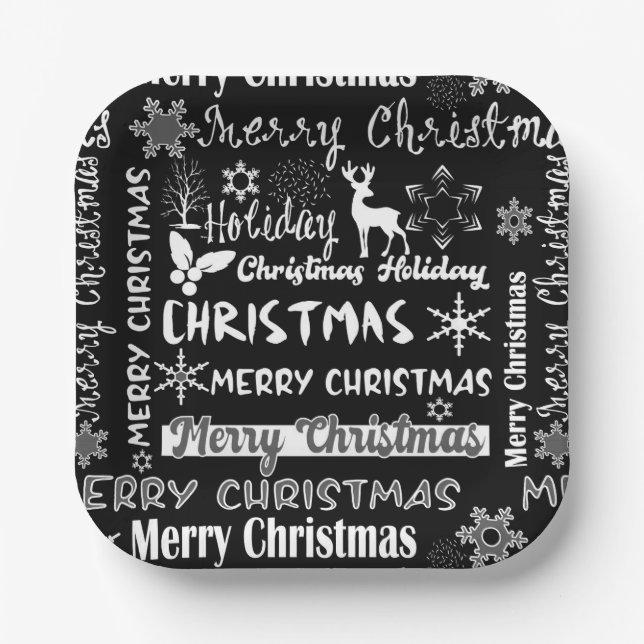 Christmas holiday, Christmas pattern  Paper Plates (Front)