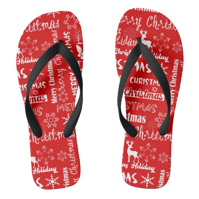 Christmas holiday, Christmas pattern, winter  Flip Flops (Footbed)