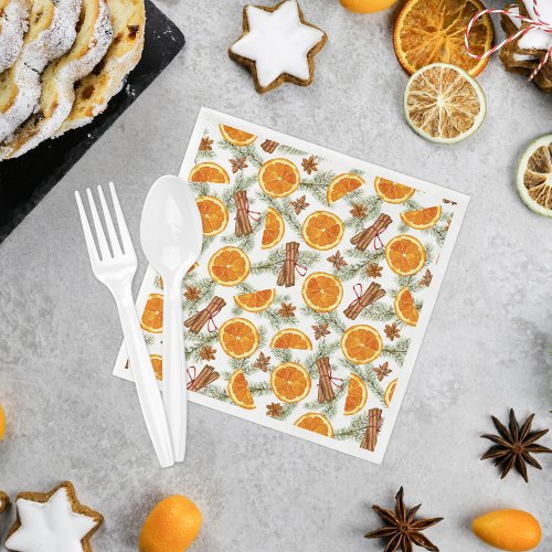 Christmas Holiday Citrus Spice Pattern Napkins
