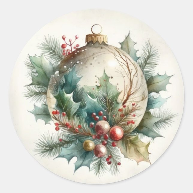 Christmas Holiday Classic Round Sticker (Front)