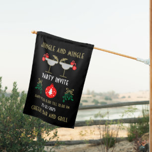Christmas Holiday Cocktail Drinks Party Invite House Flag