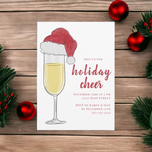 Christmas Holiday Cocktail Party Champagne Invitation