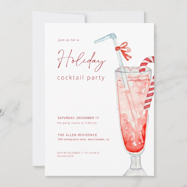 Christmas Holiday Cocktail Party Invitation (Front)