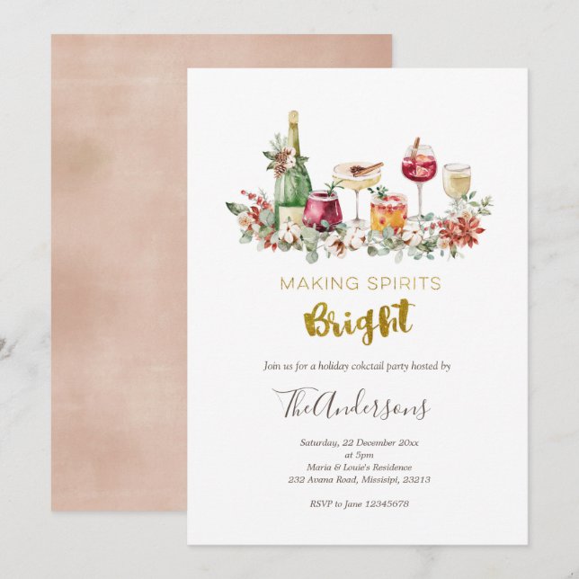 Christmas Holiday Cocktail Party Invitation (Front/Back)
