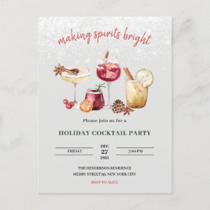 Christmas Holiday Cocktail Party Invitation Postcard