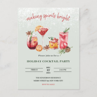 Christmas Holiday Cocktail Party Invitation Postcard