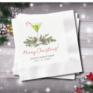 Christmas Holiday Cocktail Party Martini Paper Napkins