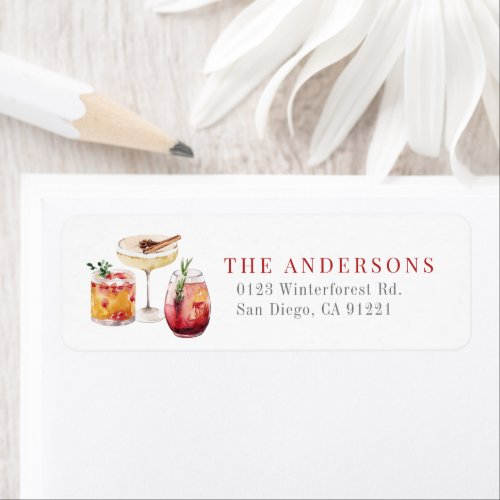 Christmas Holiday Cocktails Return Address Label