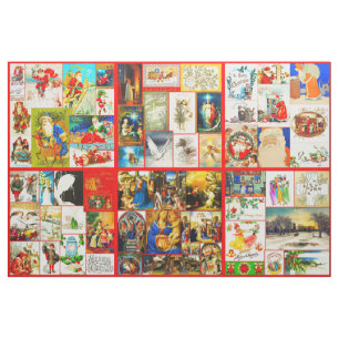 Christmas Holiday Collage Sewing or Quilt Panel Fabric