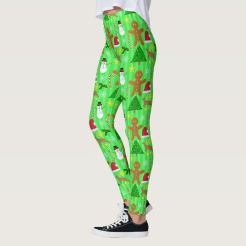Christmas Holiday Collage Ugly Sweater Pattern Leggings