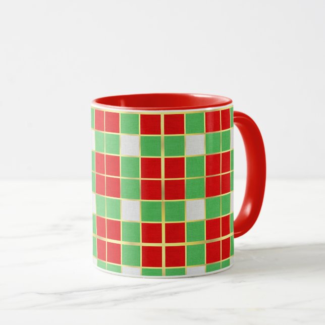 Christmas Holiday Colors Red Green Pattern Coffee Mug (Front Right)