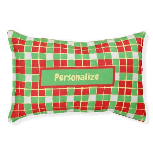 Christmas Holiday Colors Red Green Pattern Plaid Pet Bed