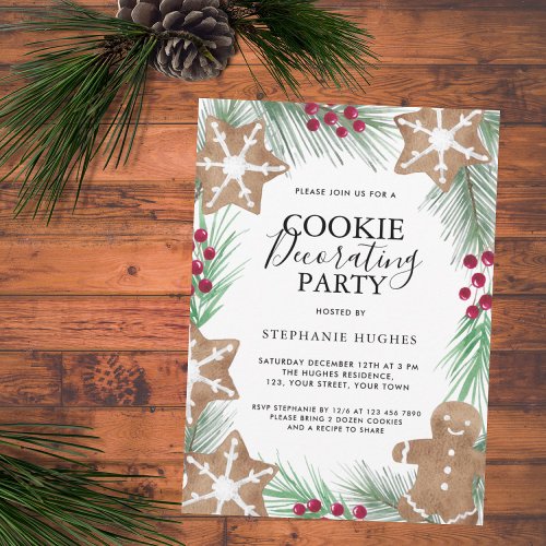 Christmas Holiday Cookie Decorating Party  Invitation