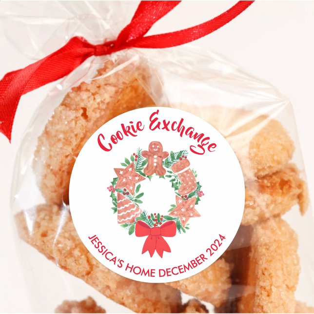 Christmas Holiday Cookie Exchange Classic Round Sticker (Creator Uploaded)